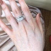 Sterling zilveren moderne vintage getextureerde ring met kanten rand-zilveren-made of solid silver