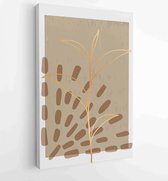 Canvas schilderij - Botanical and golden line wall art vector set. Earth tone boho foliage line art drawing with abstract shape. 4 -    – 1827852725 - 115*75 Vertical