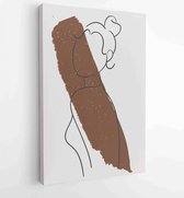 Canvas schilderij - Women body wall art vector set. boho earth tone line art drawing with abstract shape. 3 -    – 1823785565 - 50*40 Vertical