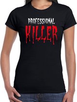 Professional killer halloween verkleed t-shirt zwart voor dames - horror shirt / kleding / kostuum XS