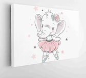 Canvas schilderij - Vector illustration of a cute baby elephant ballerina in a pink tutu. -  Productnummer   1112250824 - 80*60 Horizontal