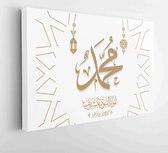 Canvas schilderij - Arabic Islamic Calligraphy Mawlid al-Nabi al-Sharif "translate Birth of the Prophet Mohammad" greeting card -  Productnummer   1540068014 - 115*75 Horizontal