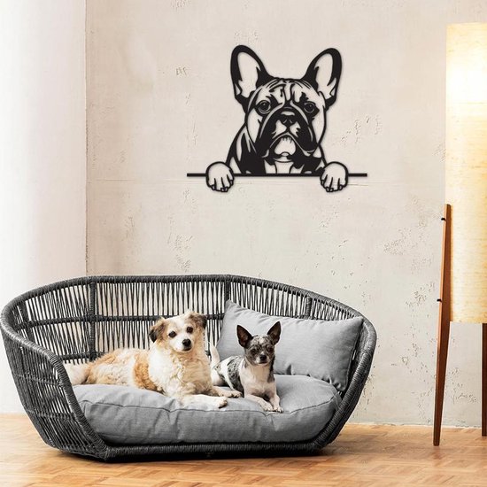 Hond - Franse Bulldog - Honden - Wanddecoratie - Zwart - Muurdecoratie - Hout