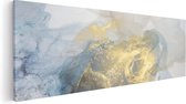 Artaza Canvas Schilderij Abstracte Kunst van Grijze Gouden Marmer - 90x30 - Foto Op Canvas - Canvas Print