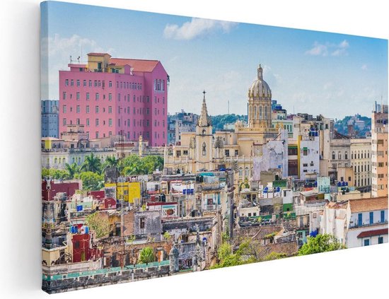 Artaza Canvas Schilderij Havana Stad in Cuba - 100x50 - Groot - Foto Op Canvas - Canvas Print