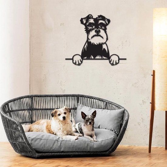 Hond - Schnautzer - Honden - Wanddecoratie - Zwart - Muurdecoratie - Hout