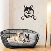 Hond - Akita - Honden - Wanddecoratie - Zwart - Muurdecoratie - Hout