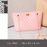 Lagloss Fashion Bag Tas Mode Roze - Geborduurd Tasje - Type Lil Bag - Combi SchouderTas - Straatmode - 33x20x8 cm
