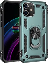 Hoesje iPhone 12 / 12 Pro - Groen - Met magneet en standaard - Hard case - Shockproof