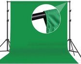 LORIOTH® Green Screen Doek 2x3 meter - Achtergronddoek Wasbaar - Groen Doek - Fotostudio - Fotografie Doek met Beugels