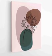 Canvas schilderij - Botanical wall art vector set. Earth tone boho foliage line art drawing with abstract shape. 2 -    – 1866300577 - 50*40 Vertical