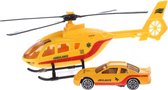 Rescue Team set helikopter met auto geel ambulance