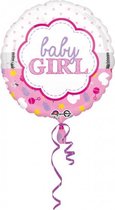 folieballon Baby Girl 43 cm roze/wit