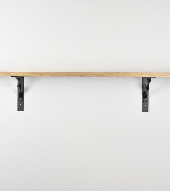 Barnwoodweb Plankdragers Staal Curle - 17x3 cm - Trendy Stoere Industriële Mat Zwarte Planken Dragers - Stalen Schapdragers