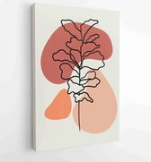 Canvas schilderij - Botanical wall art vector set. Earth tone boho foliage line art drawing with abstract shape. 2 -    – 1888031890 - 115*75 Vertical