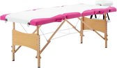 Everest Massagetafel inklapbaar 4 zones hout wit en roze