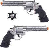 2x stuks verkleed speelgoed revolver/pistool met Sheriff ster kunststof - speelgoed wapens set voor kinderen