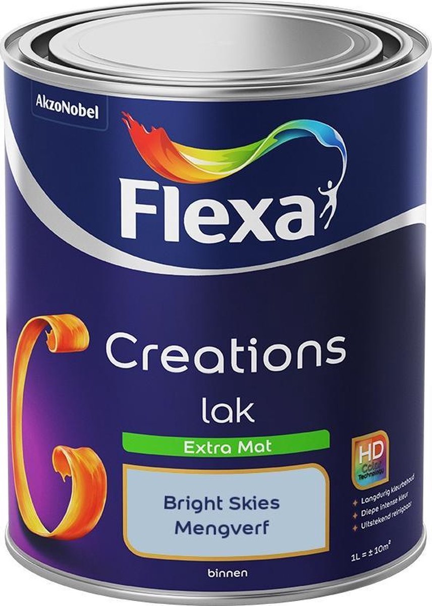 Flexa Creations Lak - Extra Mat - Mengkleuren Collectie - Kleur van het Jaar 2022 - Bright Skies - 1 liter