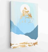 Canvas schilderij - Earth tones landscapes backgrounds set with moon and sun. Abstract Plant Art design for print, cover, wallpaper, Minimal and natural wall art. 4 -    – 18483794