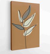 Canvas schilderij - Earth tone boho foliage line art drawing with abstract shape. Abstract Plant Art design for print, cover, wallpaper, Minimal and natural wall art. 4 -    – 1834