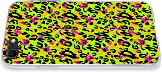 Telefoonhoesje Geschikt voor iPhone 7 hoesje - Dierenprint - Panter - Neon - Geel - Siliconen Telefoonhoesje Telefoonhoesje