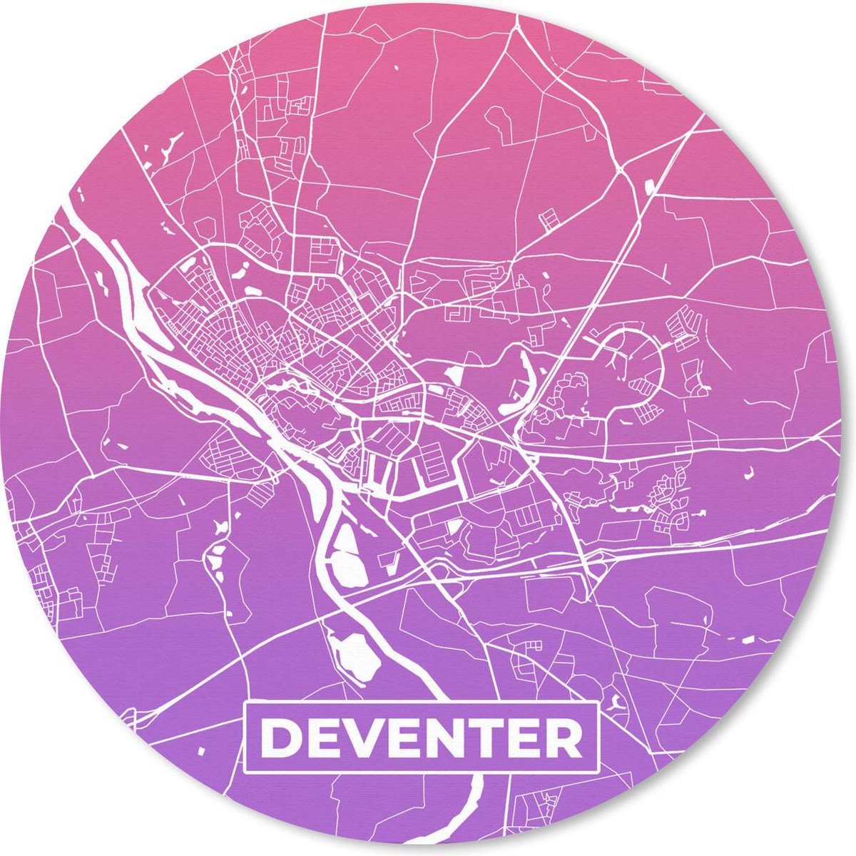 Muismat rond 40x40 cm - Mousepad Stadskaart - Deventer - Nederland - Ronde muismatten