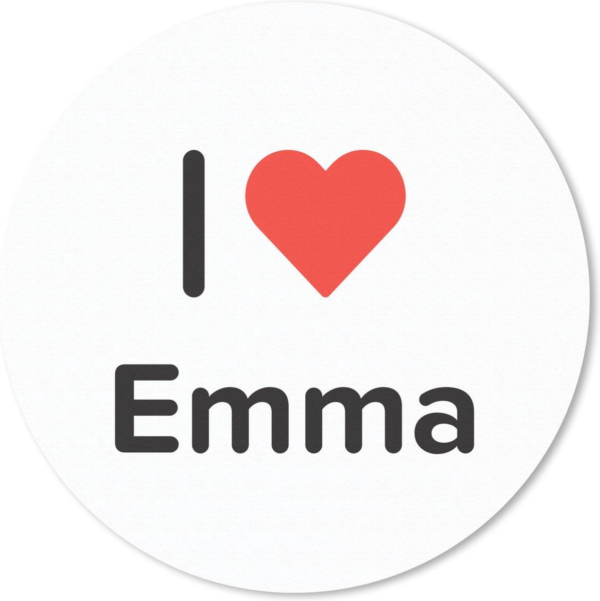 Muismat rond 20x20 cm - Mousepad I love - Emma - Meisje - Ronde muismatten