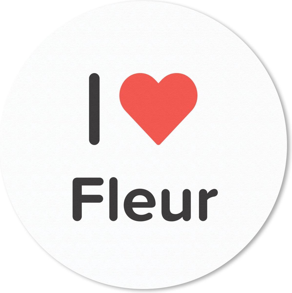 Muismat rond 20x20 cm - Mousepad I love - Fleur - Meisje - Ronde muismatten