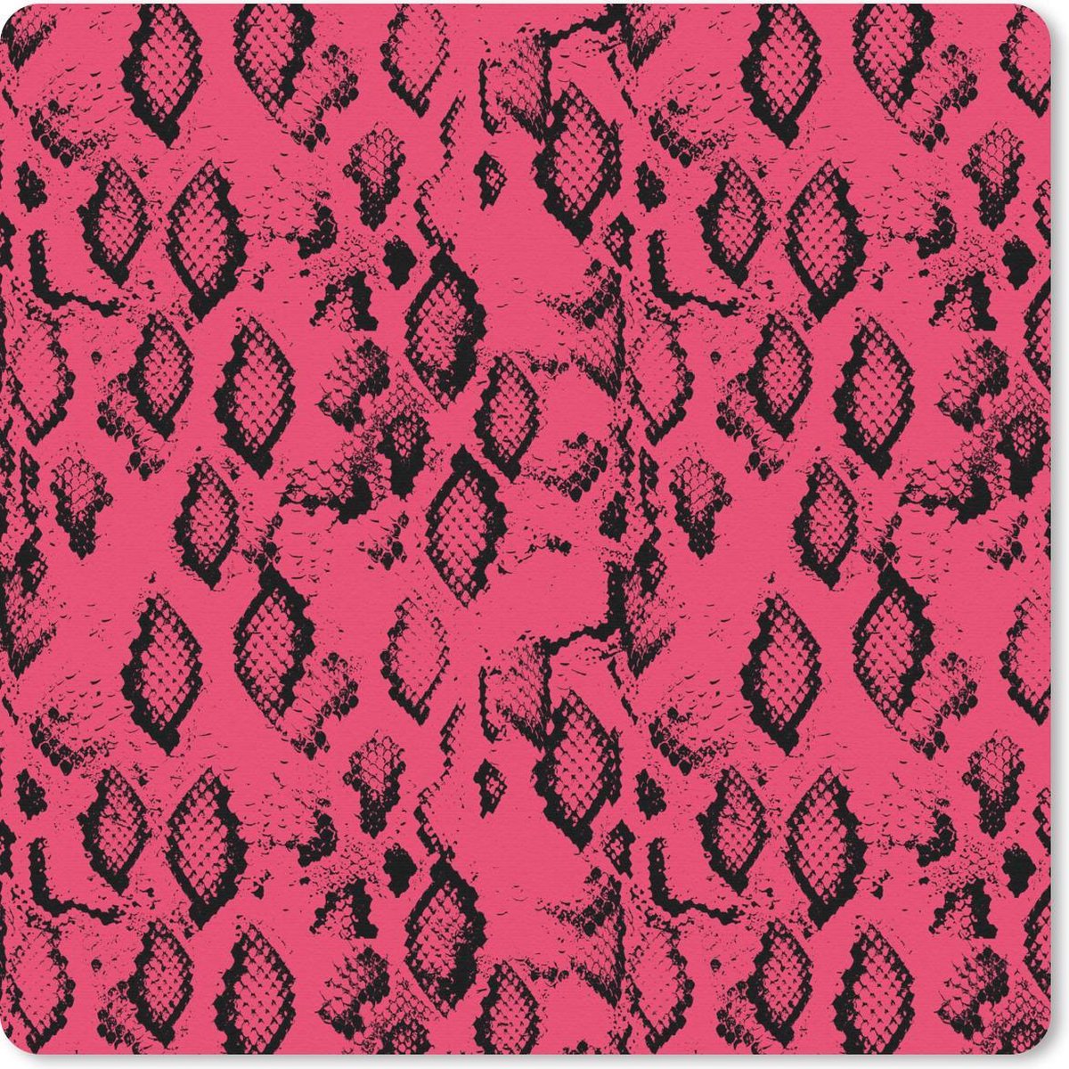 Muismat 20x20 cm - Mousepad Slangenprint - Dieren - Roze - Muismatten