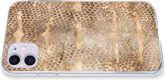 Coque iPhone 11 - Imprimé serpent - Or - Marron - Siliconen