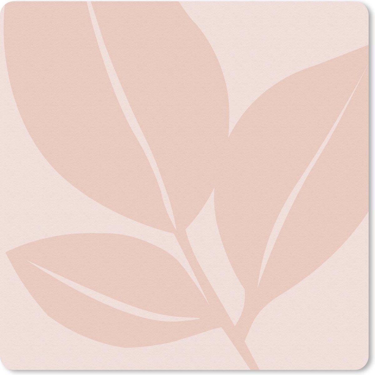 Muismat 20x20 cm - Mousepad Zomer - Bladeren - Roze - Pastel - Muismatten