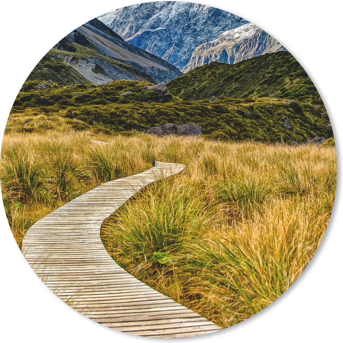 Muismat rond 30x30 cm - Mousepad Nieuw-Zeeland - Pad - Gras - Ronde muismatten