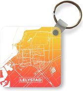 Sleutelhanger - Uitdeelcadeautjes - Stadskaart - Lelystad - Nederland - Geel - Plastic