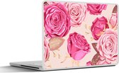 Sticker ordinateur portable - 15,6 pouces - Roses - Fleurs - Gouttes