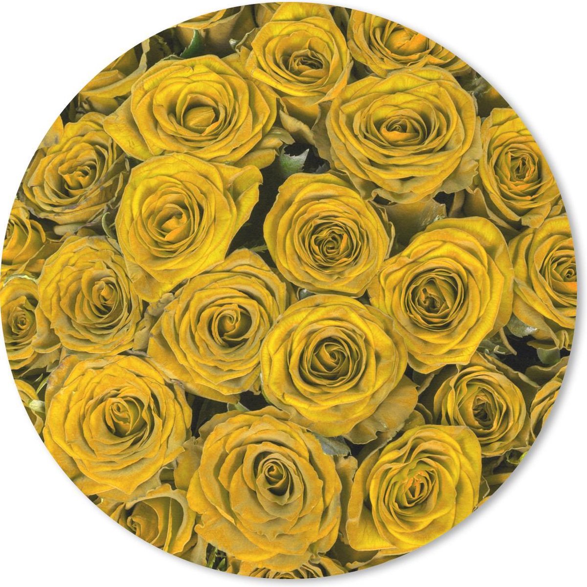 Muismat rond 40x40 cm - Mousepad Rozen - Geel - Boeket - Ronde muismatten