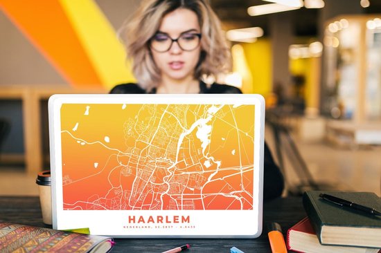 Laptop sticker - 17.3 inch - Stadskaart - Haarlem - Nederland - Oranje - 40x30cm - Laptopstickers - Laptop skin - Cover