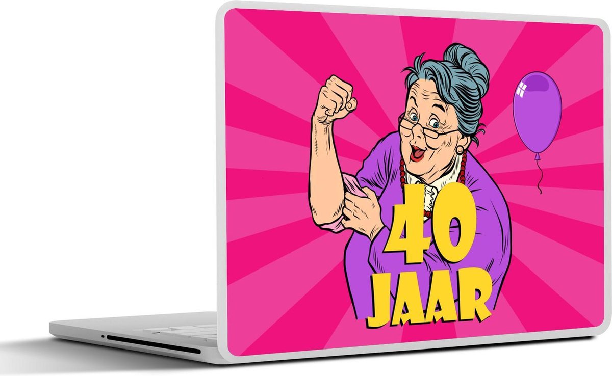 Laptop sticker - 17.3 inch - Vrouw - 40 Jaar - Verjaardag - 40x30cm - Laptopstickers - Laptop skin - Cover