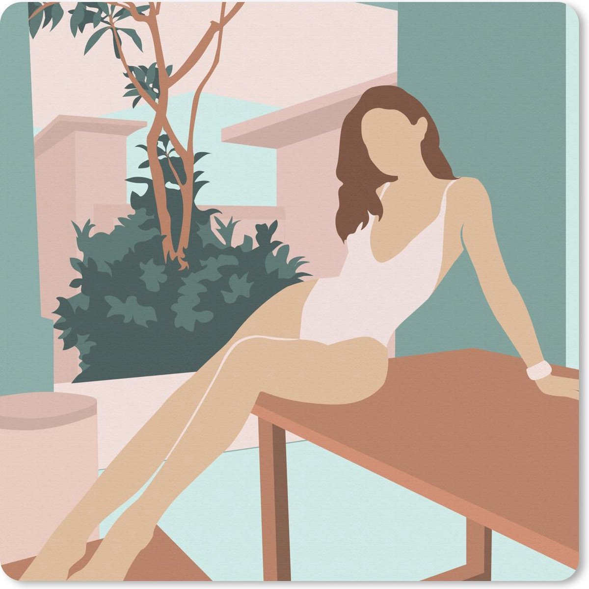 Muismat 30x30 cm - Mousepad Vrouw - Badpak - Huis - Zomer - Muismatten