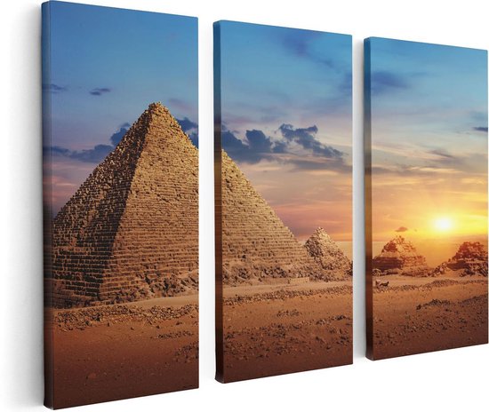 Artaza - Canvas Schilderij - Egyptische Piramides in de Woestijn - Foto Op Canvas - Canvas Print