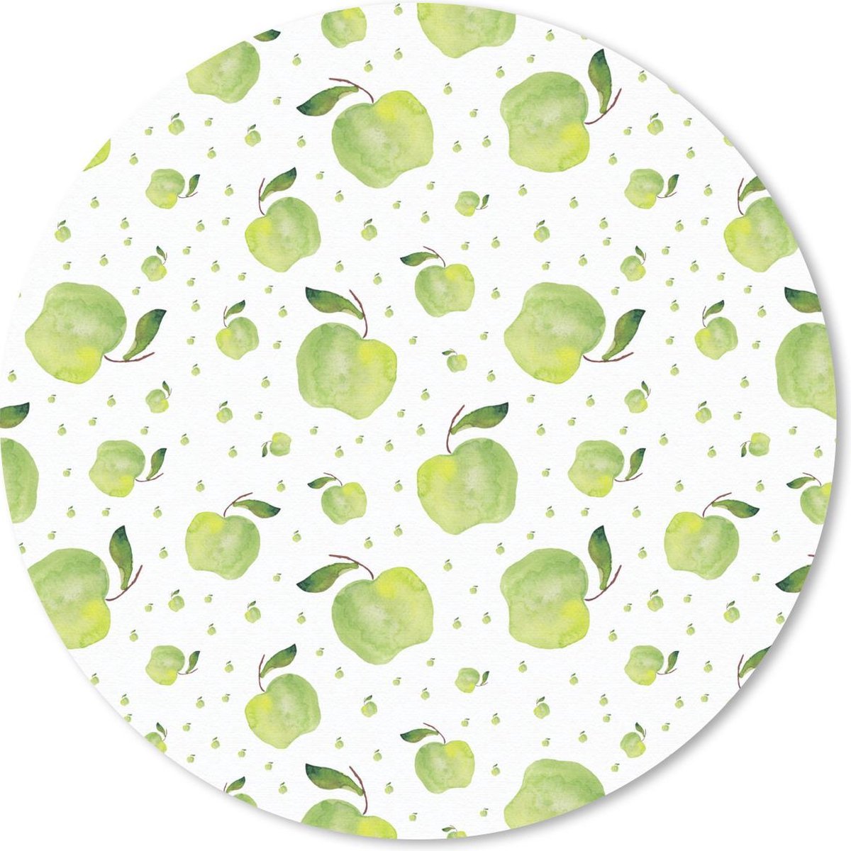 Muismat rond 50x50 cm - Mousepad Appels - Groen - Wit - Ronde muismatten