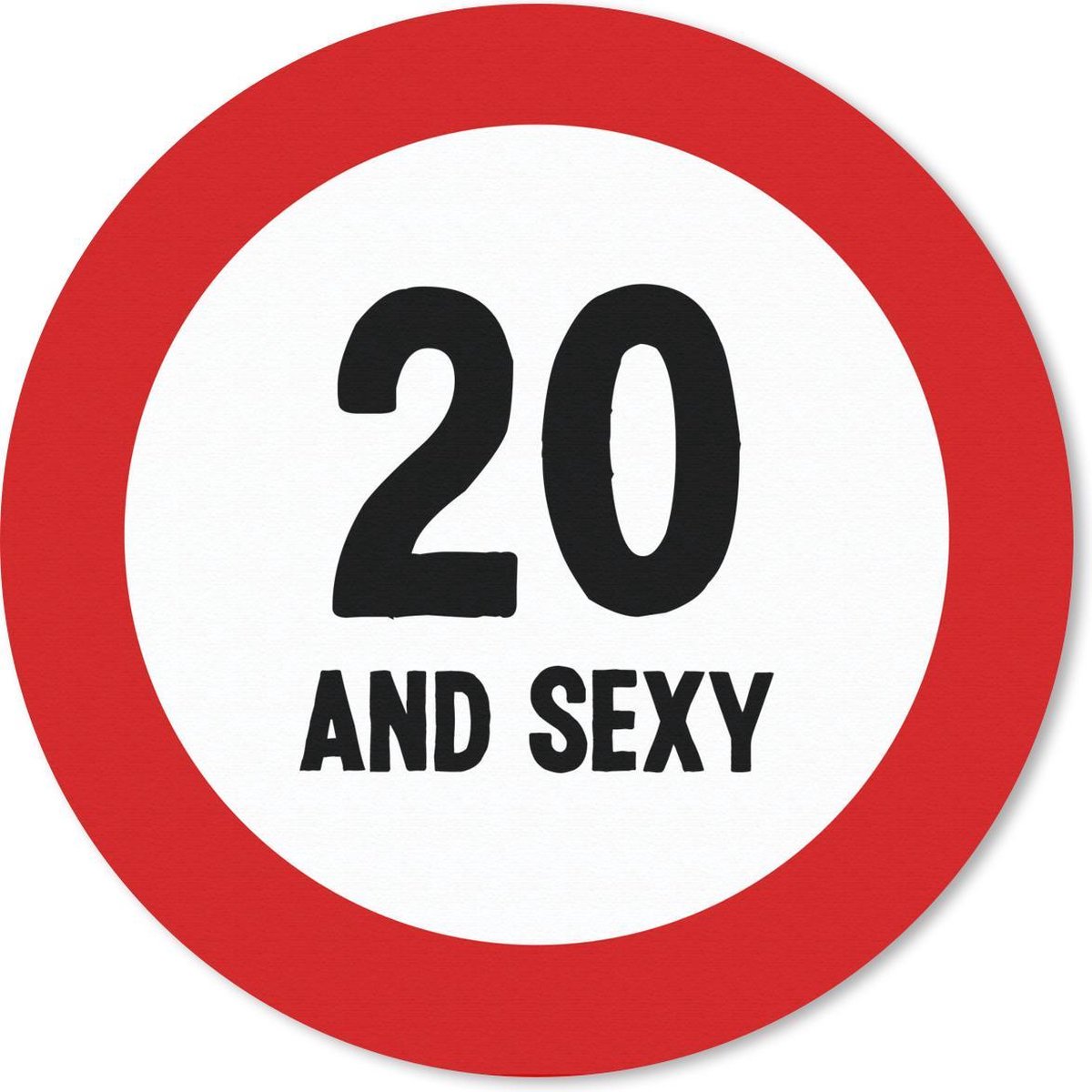 Muismat rond 30x30 cm - Mousepad Jubileum - 20 Jaar verjaardag - Rood - Wit - Ronde muismatten