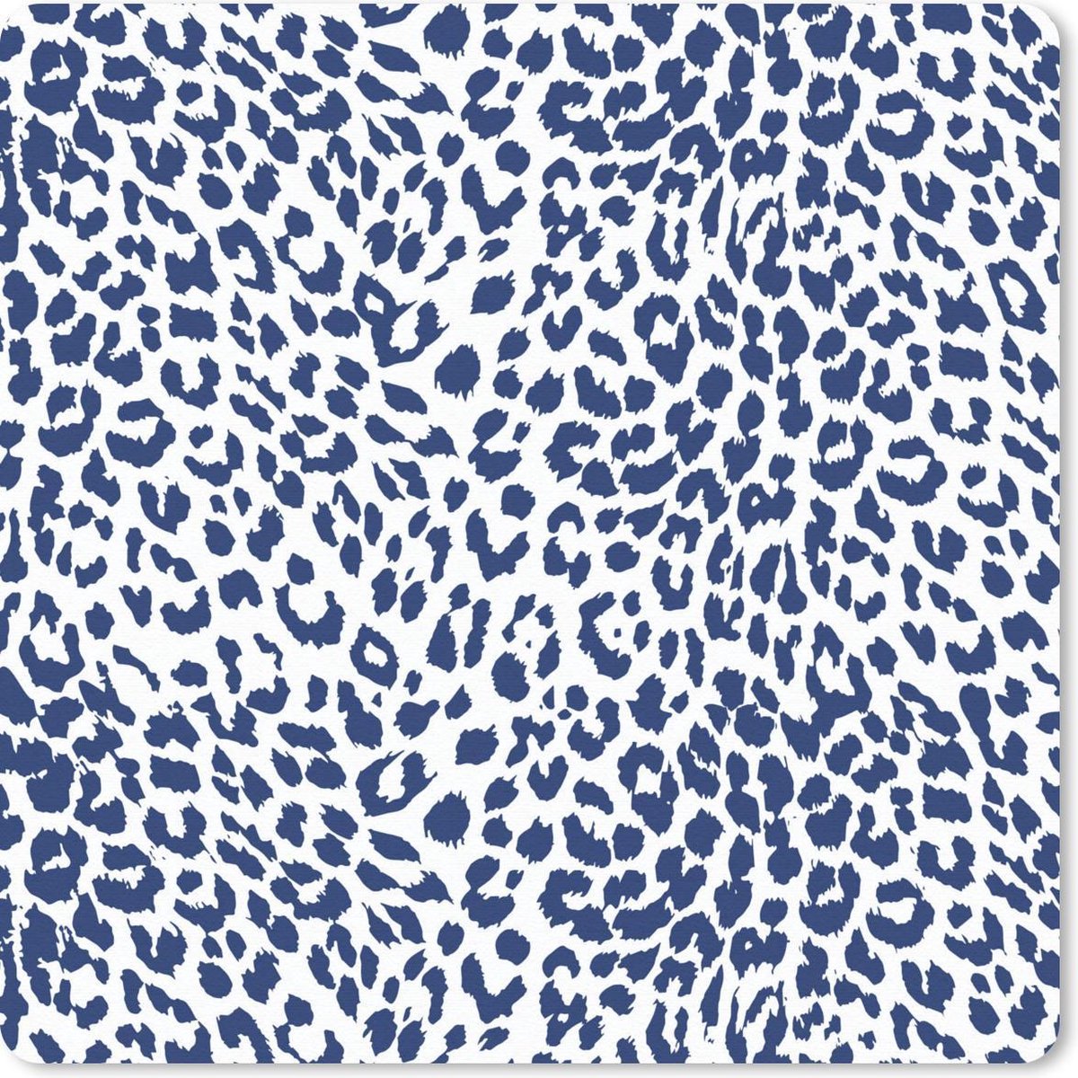 Muismat 30x30 cm - Mousepad Panterprint - Wit - Blauw - Muismatten
