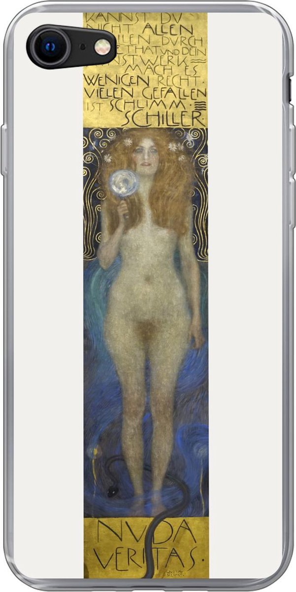 Telefoonhoesje Geschikt voor iPhone SE 2020 hoesje - Nuda veritas - Gustav Klimt - Siliconen Telefoonhoesje Telefoonhoesje