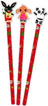 potlood met gum junior hout/rubber rood 3 stuks