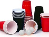 Beerpong - 50 stuk(s) Black cups & Red cups Inc. 3 ballen - Beerpong Drankspel  - Plastic Bekers