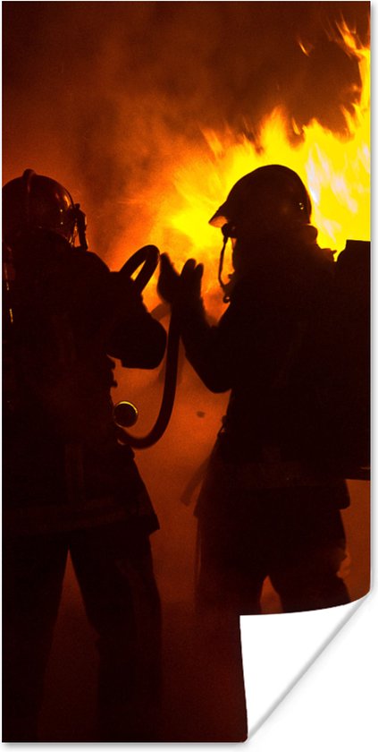 Poster Silhouetten van brandweermannen - 40x80 cm