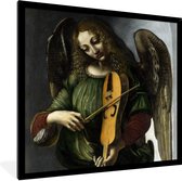 Fotolijst incl. Poster - An angel in green with a vielle - Leonardo da Vinci - 40x40 cm - Posterlijst