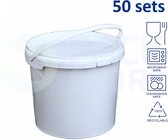 50 x witte emmers rond met deksel - 5,5 liter met garantiesluiting - geschikt voor diepvries, magnetron en vaatwasser