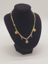 ketting / goud / schakel ketting / biba / steen / blue