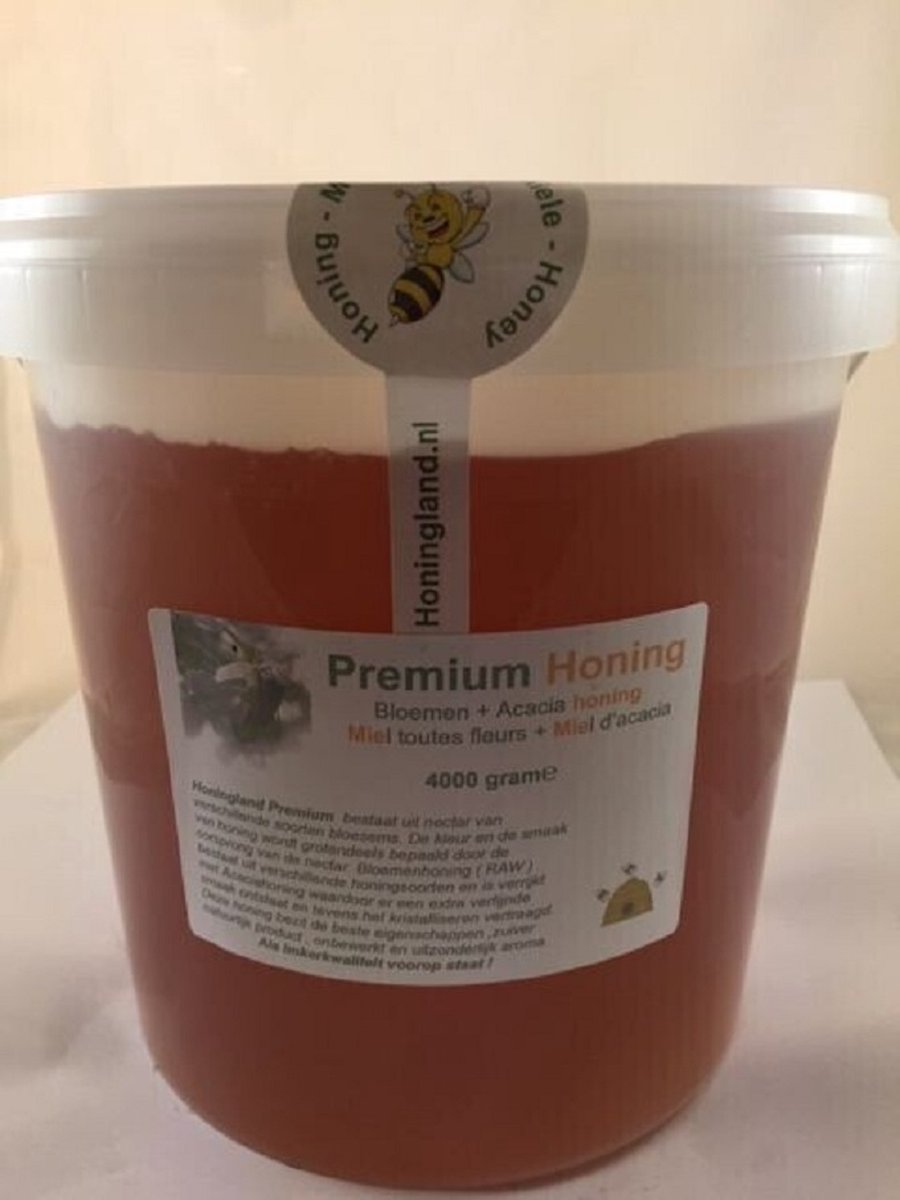 Honingland Premium Bloemen Acacia Honing 4000 Gram Bol